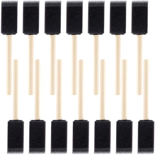 SmallCat 14 PCS Foam Paint Brushes, 1 Inch Foam Sponge Brushes for Varnishes, Reusable Sponge Brushes with Wood Handles for Painting, Staining, and DIY Crafts - Black - size: 14 PCS, 1 Inch