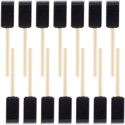 SmallCat 14 PCS Foam Paint Brushes, 1 Inch Foam Sponge Brushes for Varnishes, Reusable Sponge Brushes with Wood Handles for Painting, Staining, and DIY Crafts - Black - size: 14 PCS, 1 Inch