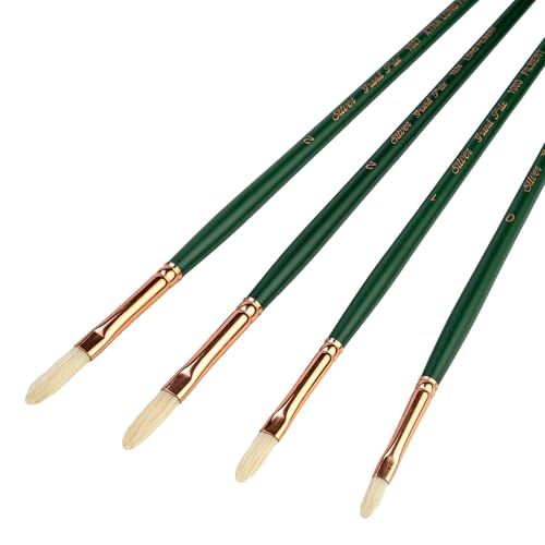 Silver Brush Limited GP-1080 Grand Prix Long Handle Filbert Brushes with Natural Hog Bristles, 4pc Premium Painting Set, Filbert, Long Filbert, Xtra Long Filbert for Oil, Acrylic, Gouache, or Casein - color: Multilength Filbert Set, size: 4 Pc