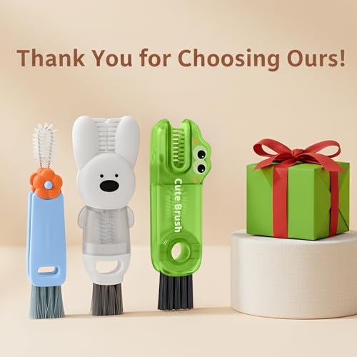 Cup Lid Cleaning Brush, 3 in 1 Lid Cleaner for Tumblers and Water Bottles, Gap Cleaning Brush with Straw Hole Detail Tool, Multifunctional Brush for Daily Use (Blue Green) - color: Blue Green