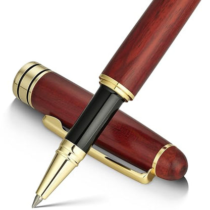BEILUNER Luxury Wood Ballpoint Pen Writing Set,Rosewood-Elegant Fancy Nice Gift Pen Set for Signature Executive Business Office Fancy Nice Supplies - Christmas Gift Boxed with Extra Refills (Black) - color: Redwood