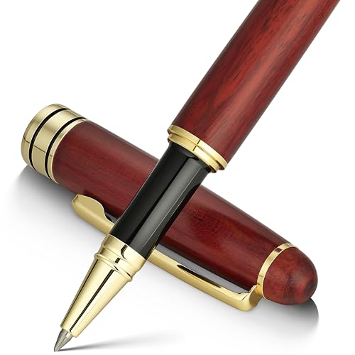 BEILUNER Luxury Wood Ballpoint Pen Writing Set,Rosewood-Elegant Fancy Nice Gift Pen Set for Signature Executive Business Office Fancy Nice Supplies - Christmas Gift Boxed with Extra Refills (Black) - color: Redwood