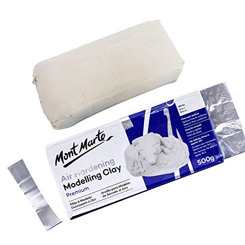 White Modelling Clay Air Dry by Mont Marte, 500g (1.1lb), Ideal Gift for Professional Artists - color: White