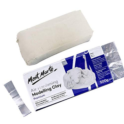 White Modelling Clay Air Dry by Mont Marte, 500g (1.1lb), Ideal Gift for Professional Artists - color: White