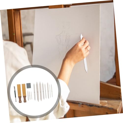 Veemoon 69pcs Blending Stumps and Tortillions Set Sandpaper Pencil Sharpener Kneaded Eraser and Pencil Extension Tool for Sketching Drawing and Shading Techniques