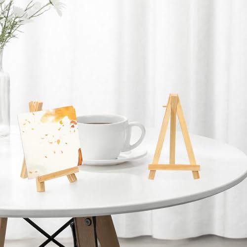 60 Pcs 5 Inch Wood Mini Easel, Art Craft Painting Small Display Easel Natural Wooden Tripod Holder Stand, A-Shaped Mini Wood Easels for Display Small Canvases Cards Photos DIY Crafts