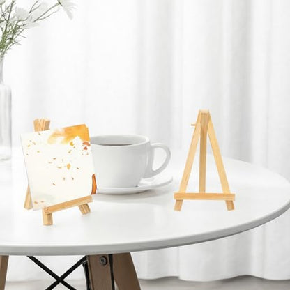 60 Pcs 5 Inch Wood Mini Easel, Art Craft Painting Small Display Easel Natural Wooden Tripod Holder Stand, A-Shaped Mini Wood Easels for Display Small Canvases Cards Photos DIY Crafts