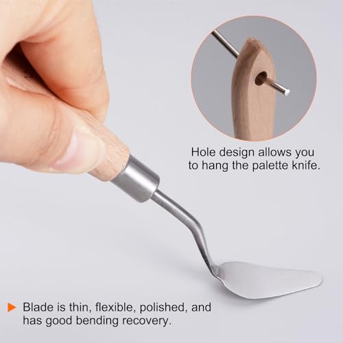 HARFINGTON 4pcs 2# Painting Palette Knife Pointy Stainless Steel Art Spatula Painting Pallet Knives Scrapers Tools with Plastic Handle for Acrylic Oil Canvas Mixing Spreading - size: 30mm x 14mm