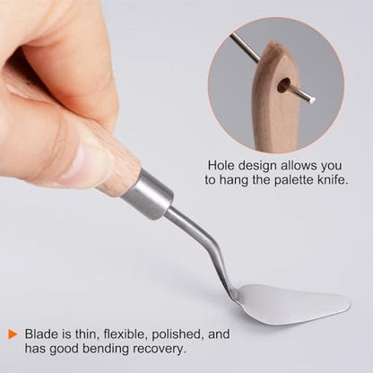 HARFINGTON 4pcs 2# Painting Palette Knife Pointy Stainless Steel Art Spatula Painting Pallet Knives Scrapers Tools with Plastic Handle for Acrylic Oil Canvas Mixing Spreading - size: 30mm x 14mm