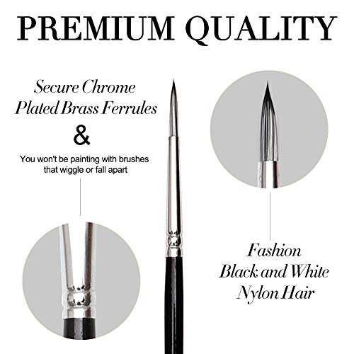 Fine Detail Paint Brush Set - 9 Pieces Miniature Brushes for Watercolor, Acrylic Painting, Airplane Kits, Face, Nail, Scale Model Painting, Line Drawing