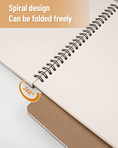 Dynta A5 Spiral Notebooks Blank Journal 10-Pack, Softcover Unlined Sketch Pad for Drawing, Writing, Note Taking Travel Memo Notepads Diary Planner, 100 Pages/ 50 Sheets,8.3 "x 5.8"(Brown)
