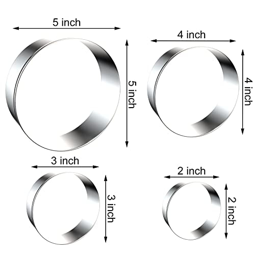 Circle Round Biscuit Cookie Cutter Set - Large Donut Cutter Ring Molds - 5 Inch, 4 Inch, 3 Inch, 2 Inch - Geometric Plaque Cookie Cutters Shapes - Stainless Steel - color: Circle