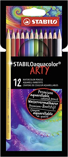 STABILO Aquarellable Colouring Pencil - STABILOaquacolor ARTY - Pack of 12 - Assorted Colors