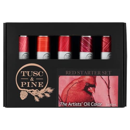 Tusc & Pine Artist Oil Paint - 40 ml Set of 5 - Reds - Non-Yellowing, Rich & Creamy Consistency, Maximum Pigment Load, Small Batch Milled Oil Paints Developed for Professional Artists - color: Reds, size: 6.75 Fl Oz (Pack of 1)