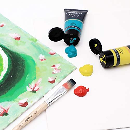 Artecho Acrylic Paint Set, 7 Primary Colors - 6x2.02oz/60ml & 1x4.05oz/120ml Titanium White Tubes, Art Craft Paints for Canvas, Rock, Wood, Fabric, Art Supplies - color: 7 Basic Colors, style: Regular