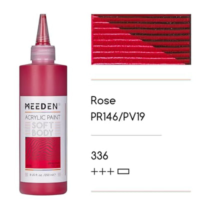 MEEDEN Soft Body Acrylic Paint: Rose Red Matte Finish - 250ml/8.45oz Bulk Acrylic Colors in Ergonomic Bottle - Fluid Flow Art Paints for Artists Canvas Painting - color: Rose