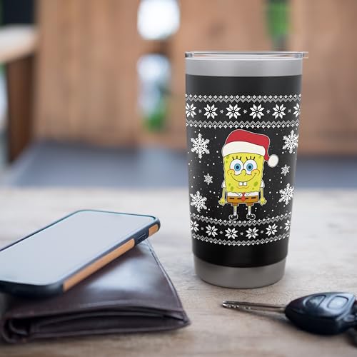 Spongebob SquarePants Holiday Christmas Graphic Stainless Steel Insulated Tumbler - color: Black