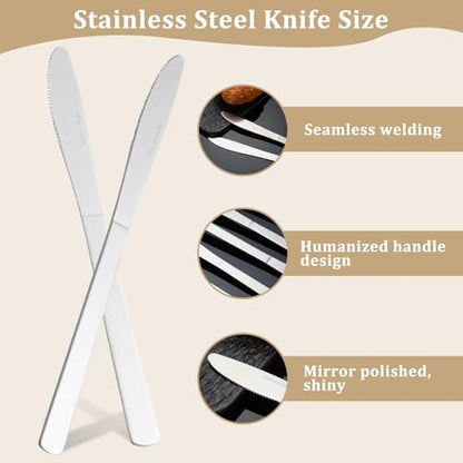 72 PCS Dinner Knifes Set - Windsor Stainless Steel Table Knives 8.7 Inch with Dishwasher Safe Butter Knives,Metal Butter Knofe,Dinner Knife Silverware for Home,Kitchen or Restaurant - size: 72PCS Dinner Kinfe