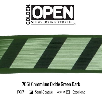 GOLDEN OPEN Slow-Drying Acrylics, Chrom Oxide Green Dark, 5 fl oz. tube, Professional Acrylic Paint, Semi-Opaque - color: Chrom Oxide Green Dark, size: 5 Fl Oz (Pack of 1)