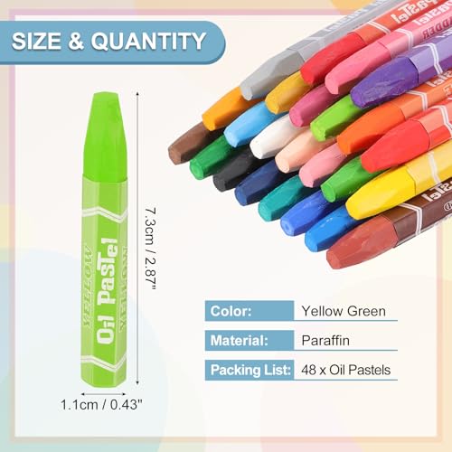PATIKIL Yellow Green Oil Pastels, 48Pcs Soft Oil Crayons Pastels Stick Vibrant and Creamy Art Supplies Bulk for Artists Beginners Art Painting Drawing Blending Graffiti Gallery - color: Yellow Green