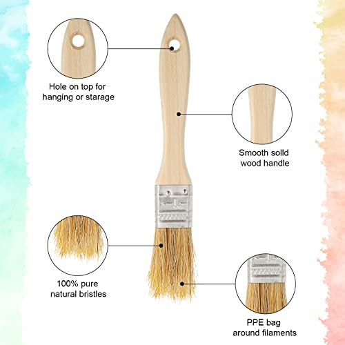Nuogo 150 Pcs Chip Paint Brushes Bulk 1 Inch Chip Brushes for Painting Multipurpose Household Bristle with Wooden Handle for Stains Varnishes Glues Home Projects Workshop Art Projects