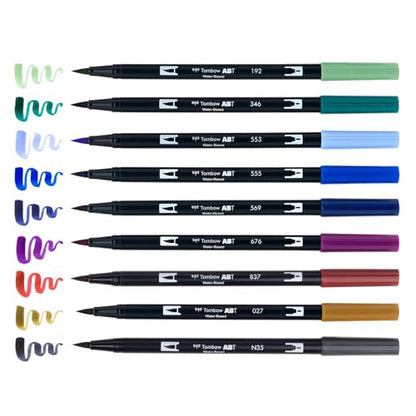 Tombow 56257 Dual Brush Pen Art Markers, Dragons, 10-Pack, Water-Based Ink, for Hand Lettering, Watercolor, Fine Art, Illustrations