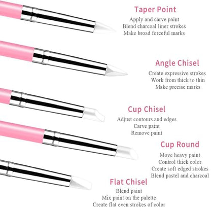 10Pcs Nail Art Tool Set, 5Pcs Ultra-Fine Nail Art Liner Brushes & 5Pcs Dual-Ended Silicone Dotting Pens, Precision Nail Art Painting Pens for Intricate Lines, Dots, Patterns & Salon DIY Manicure - color: Liner Brush & Silicone Pens