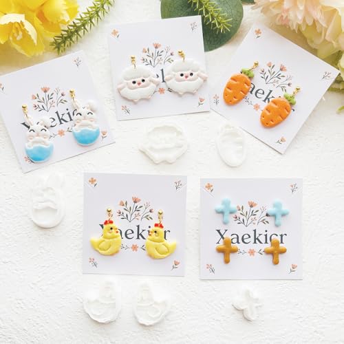 Easter Polymer Clay Cutters Set - 13pcs Sharp & Durable Bunny, Chick, Egg & Basket Shapes for DIY Earring Jewelry Making, Soft Clay Crafts & Spring Holiday Supplies - color: 2S color