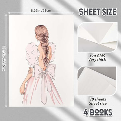 Kosiz 4 Pcs Marker Paper Pad 120 Sheets 8.27 x 11.69 Inch Total Marker Paper 80 GSM Marker Paper Sketchbook Marker Sketchbook Bleedproof Marker Pad for Drawing Coloring Alcohol Markers Art Gift