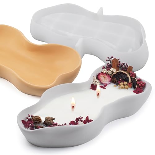 Wehous Large Candle Holder Silicone Molds, Irregular Candle Vessels Bowl Container Resin Concrete Mold, Silicone Molds for Epoxy Resin, Plant Pot Trinket Candy Storage Tray Cement Mould Art Craft - color: Wave Bowl