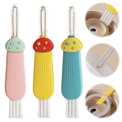 3 in 1 Cup Lid Cleaning Brush, 2025 New Multifunctional Cleaning Brush Crevice Cleaner Brush for Bottle Gap Tight Spaces, 3 in 1 Portable Cup Lid Cleaner with Brush (All) - color: All
