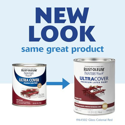 Rust-Oleum 1964502 Painter's Touch Brush Enamel Paint, Gloss Colonial Red, 32 Fl Oz (Pack of 1) - color: Gloss Colonial Red, size: 1 Quarts (Pack of 1)