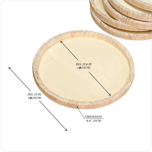 6 Pack 14 Inch Round Wood Canvas Panels Unfinished Wooden Plates Round Wood Cradle Boards for Pouring Arts Painting Crafts - size: 14 in