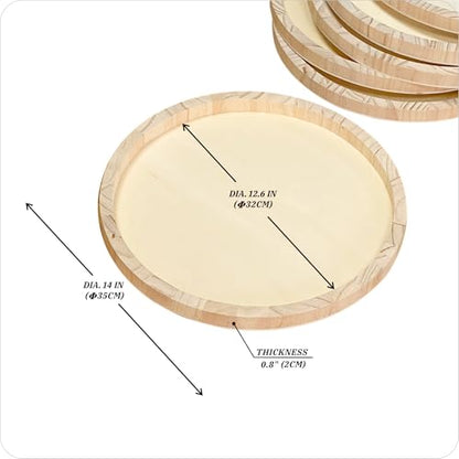 6 Pack 14 Inch Round Wood Canvas Panels Unfinished Wooden Plates Round Wood Cradle Boards for Pouring Arts Painting Crafts - size: 14 in