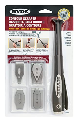 Hyde Contour Paint Removal Scraper for Heat Gun Use with 6 Blade Profiles | Removes paint from molding, trim and detailed profiles while helping keep hands farther from heat, 10460 - style: Heat Gun Safe Contour Scraper