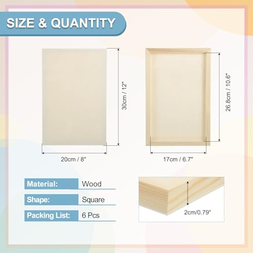 MECCANIXITY 2 Pack Wood Canvas Boards, 8x12 Inch Art Canvases Square Unfinished Wood Panel for Painting, Crafts, DIY Projects, Pouring Art - size: 8x12 Inch