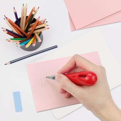 4 Pack Rubber Carving Blocks 4x6 Inch with Lino Cutter Tool Set, Soft Rubber Stamp Making Kit for Block Printing, Linoleum Blocks for Printmaking and DIY Stamp Crafts, Pink