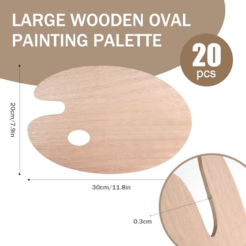 Wooden Painting Palette, Oval-Shaped Wood Paint Pallets with Thumb Hole,Premium Wooden Pallets Ideal for Oil, Acrylic & Watercolor Painting Creative Projects (20 Pcs) - style: 20 Pcs