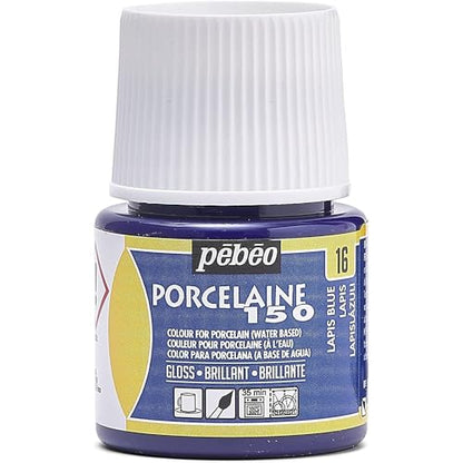 Pebeo Porcelaine 150, Water-Based High-Gloss Porcelain Paint, 45 ml Bottle - Lapis Blue - color: Lapis Blue