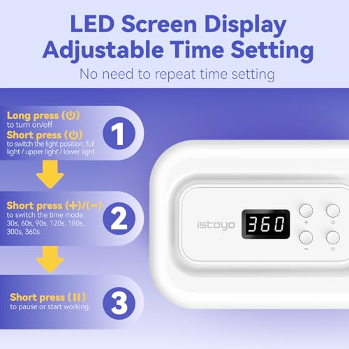 ISTOYO UV Light for Resin, Large Double-Sided 36 LED Fast Curing Lamp ﻿ | 7 Timer Settings, Digital Display, 180° Adjustable Stand, For Jewelry Making & DIY Crafts - size: 9.8'L×5.5'W×4.3'H