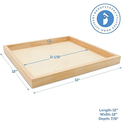 Wood Canvas Panel Cradled 12 x 12 inch, Pack of 6 Blank Framed Wood Signs for Painting, Shadow Box, & Tray Crafts, by Woodpeckers - size: 12 x 12 inch