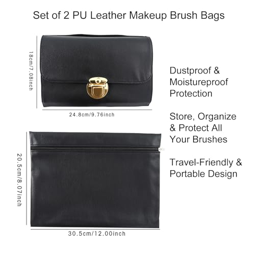 Makeup Brushes Premium Synthetic Foundation Powder Concealer Blending Blush Contour Eyeshadow Eyeliner 26Pcs Makeup Brush Set Red for Women Girl with 2 PU Leather Bags