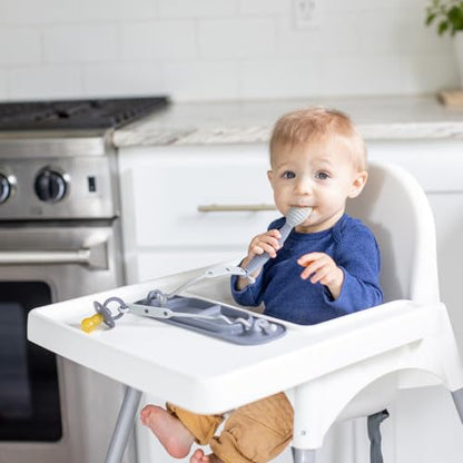 BUSY BABY Silicone Mini Mat - NEW and Improved Suction Cups, 2 Straps to Secure Baby Essentials, Self Feeding, Baby Led Weaning, Travel Wet Bag Included (Spearmint Mini) - color: Spearmint Mini