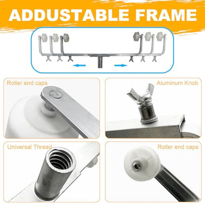 7 Pcs 18 Inch Paint Roller Kit, 14"-25" Adjustable Roller Frame, 2-4.7ft Thickened Extension Pole, 4 Pcs 18” Microfiber Paint Roller Covers, 24” Paint Tray for House Ceiling Wall Furniture Painting