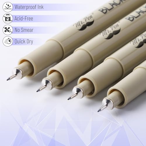 Mr. Pen- 0.25mm Micro Fine Point Pens, 12 Pack, Black Ink, Waterproof | Acid-Free, No-Smear Quick-Dry Fineliner Pens for Drawing, Sketching, Bible Journaling, Outlines & Everyday Writing - color: Black, size: 0.25mm, 8 Pack