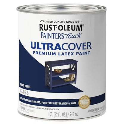 Rust-Oleum Brush On Paint 1922502 Painters Touch Latex, 1-Quart,Acrylic (Pack of 1), Gloss Navy Blue, 32 Fl Oz - color: Gloss Navy Blue, size: 1 Quarts (Pack of 1)