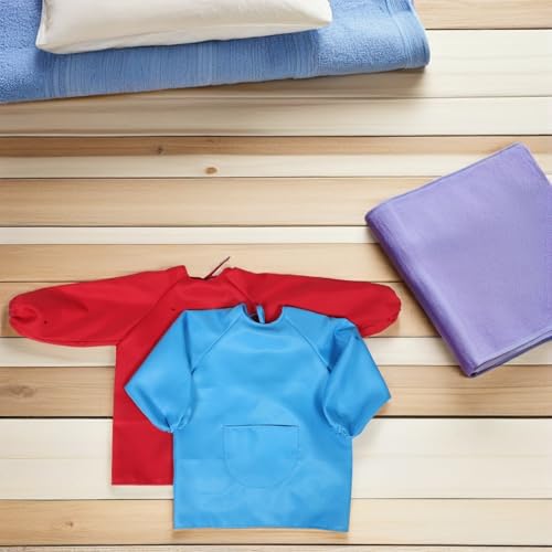 2pcs Long Sleeve Waterproof Painting Aprons with Pocket, Comfortable Polyester Material, Stain Prevention for Cooking and Art Activities, Full Coverage Aprons