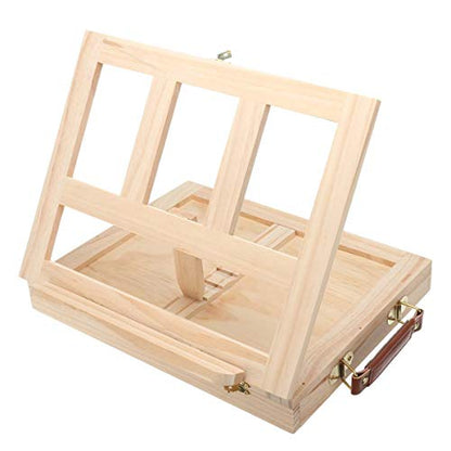 Wooden Easel Portable Tabletop Artist Easel with Storage Box Adjustable Angle Easel for Painting Drawing and Displaying Artwork