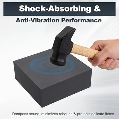 HARFINGTON Rubber Bench Block 4"x4"x1.6" Black Rubber Stamping Block Square Anti Vibration Pads for Jewelry Making Hammering Shaping Chasing Flattening Metals - size: 4"x4"x1.5"