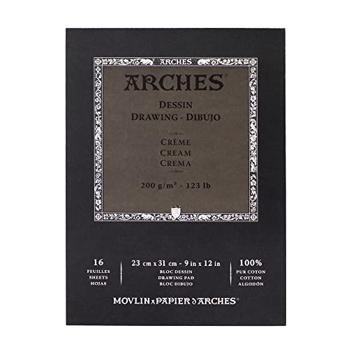 Arches Velin Drawing Pad, Cream, 9x12 inches, 16 Sheets - Professional Art Paper for Figure Drawing, Portraits, Illustration - color: Cream, size: 23 x 31 x 1 cm